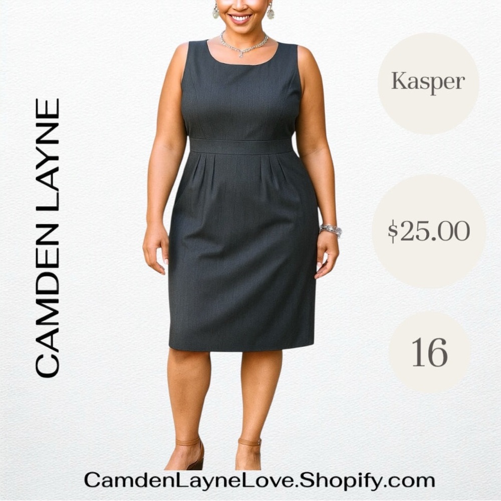 Kasper Blue Sleeveless Sheath Dress for Work
